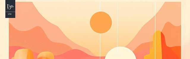 Grafische Elemente und digitale Werkzeuge in einem warmen Wüstenfarbschema